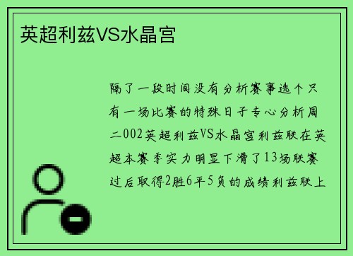 英超利兹VS水晶宫